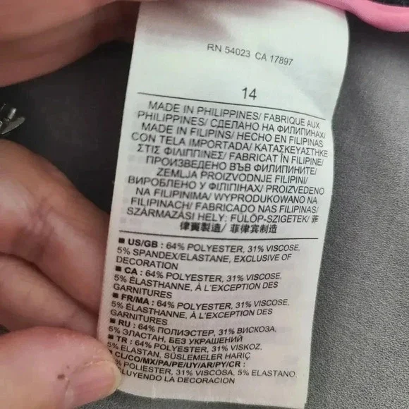 Banana Republic Faux Leather Trim Blazer Gray Stretch Office Size 14 - Picture 9 of 9